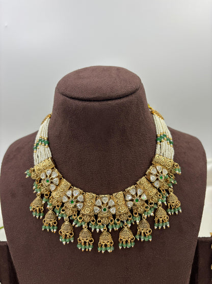 Navi Premium Antique Gold Necklace Set