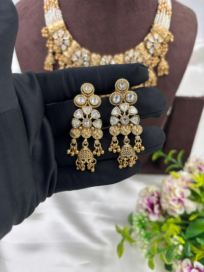 Navi Premium Antique Gold Necklace Set