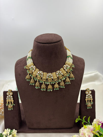 Navi Premium Antique Gold Necklace Set