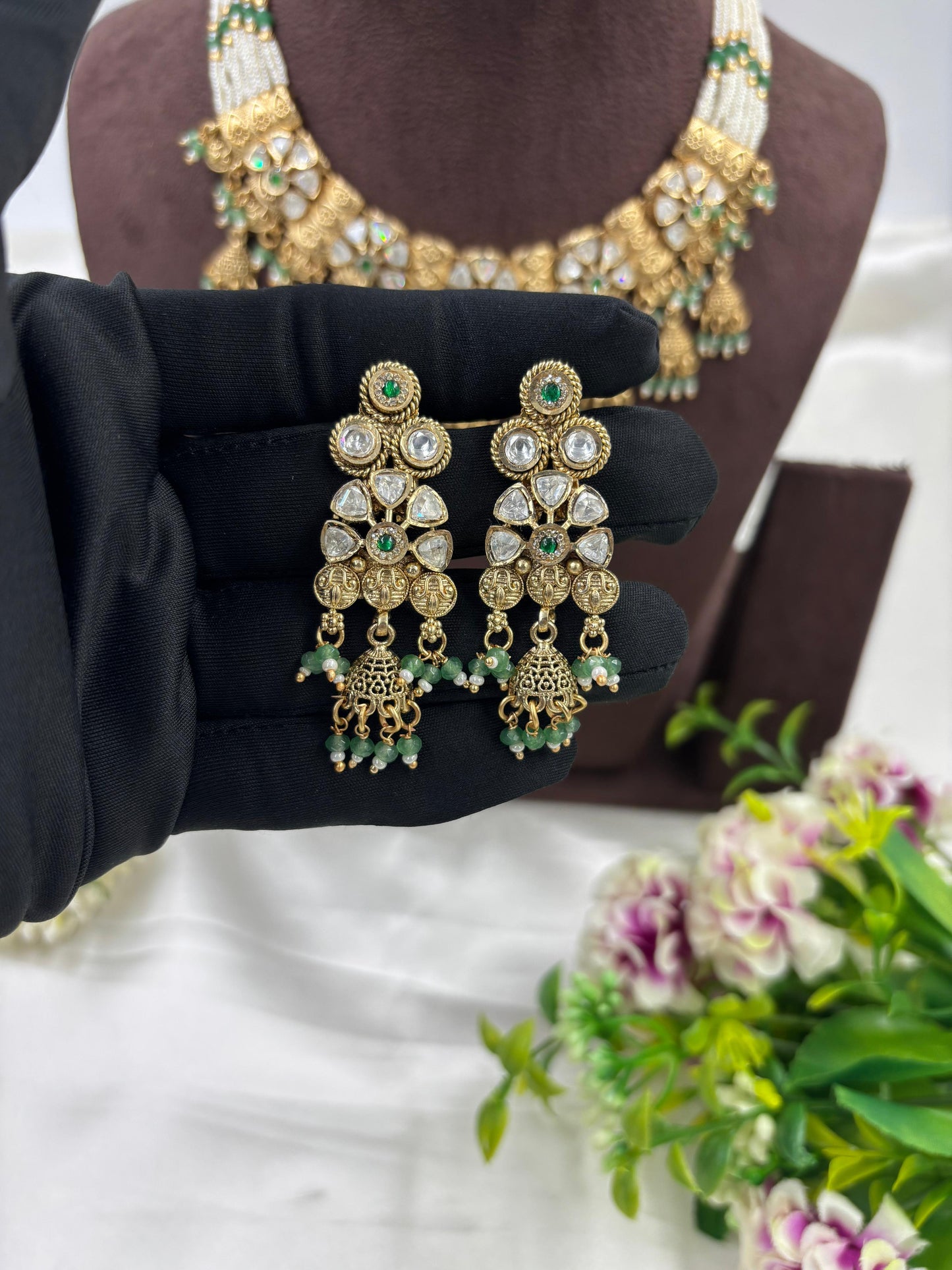 Navi Premium Antique Gold Necklace Set