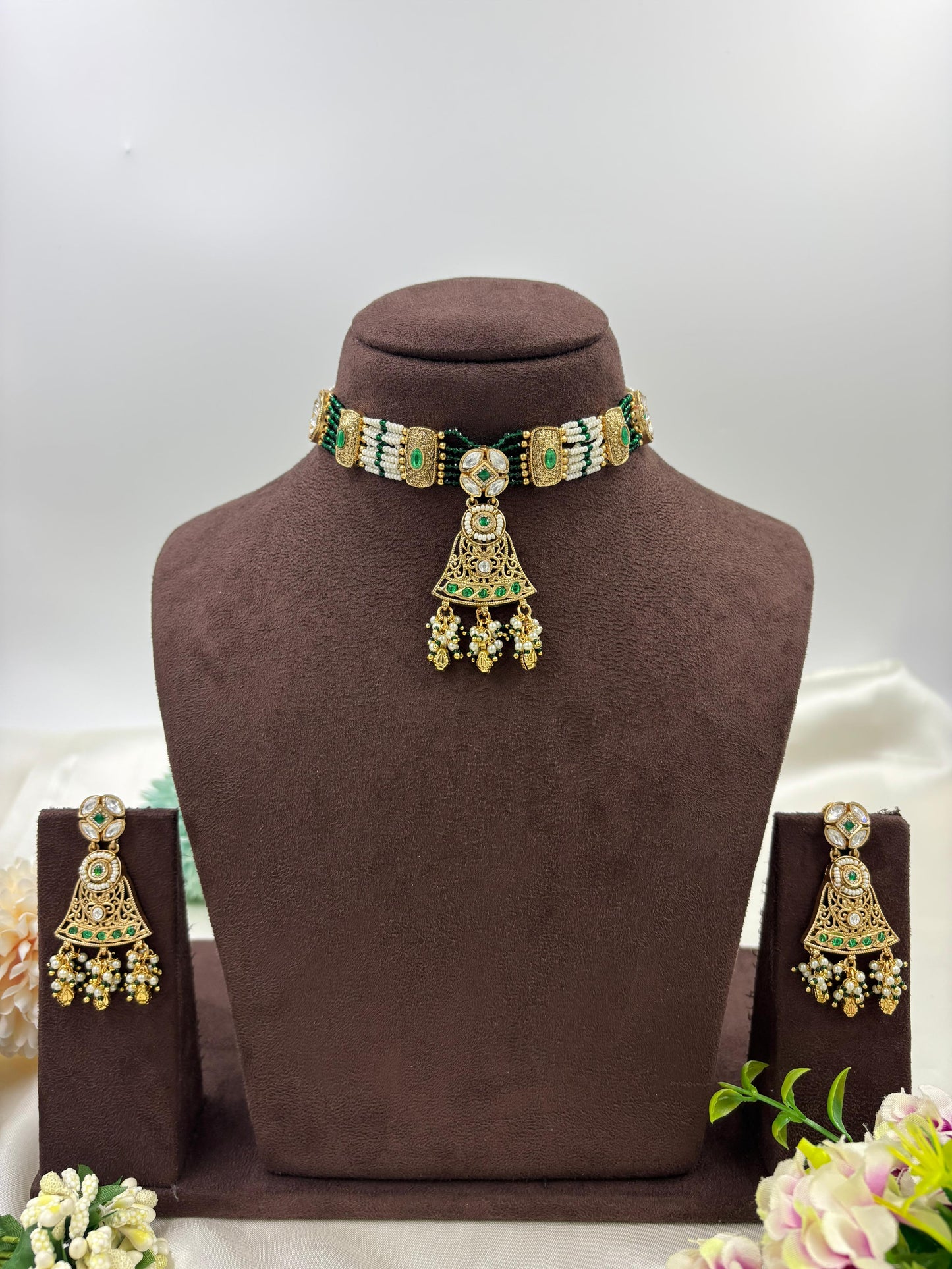Piona Premium Antique Gold Necklace Set
