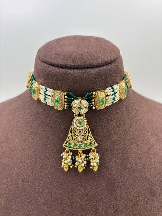 Piona Premium Antique Gold Necklace Set