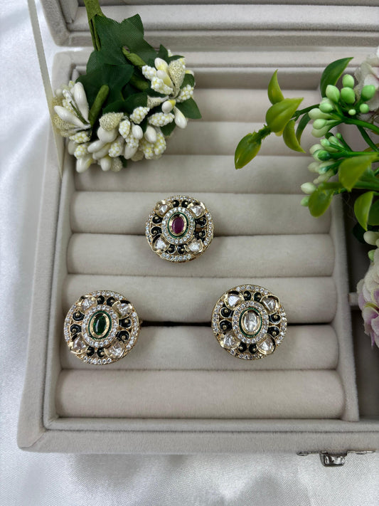 Jina Premium Moissanite Kundan Fingering