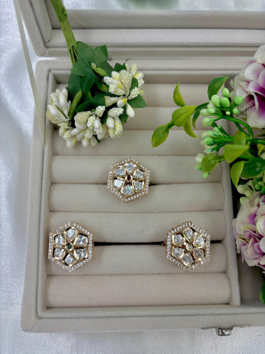 Nivij Premium Moissanite Kundan Fingering