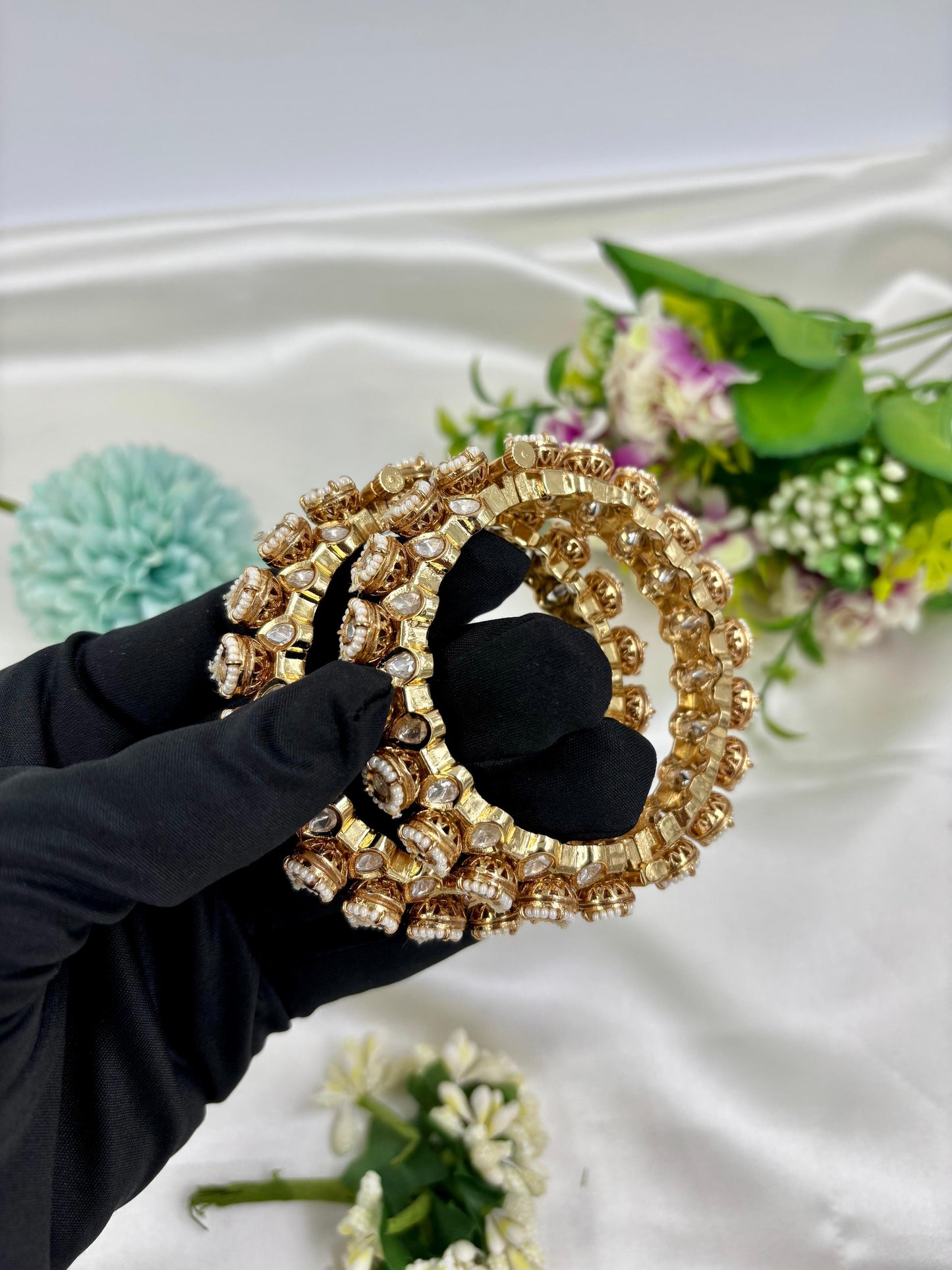 Jevika Moissanite Kundan Pacheli Bangles