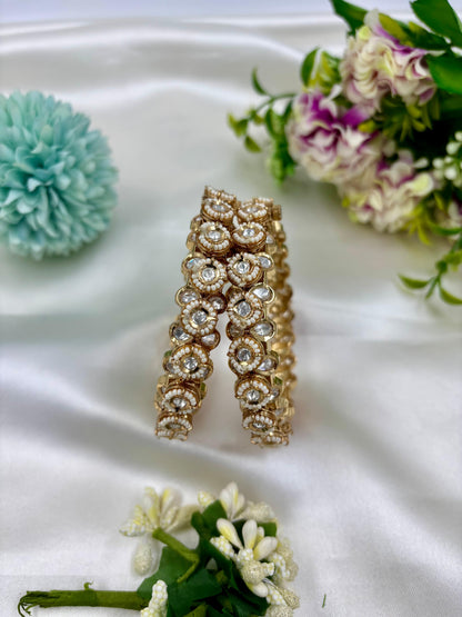Jevika Moissanite Kundan Pacheli Bangles
