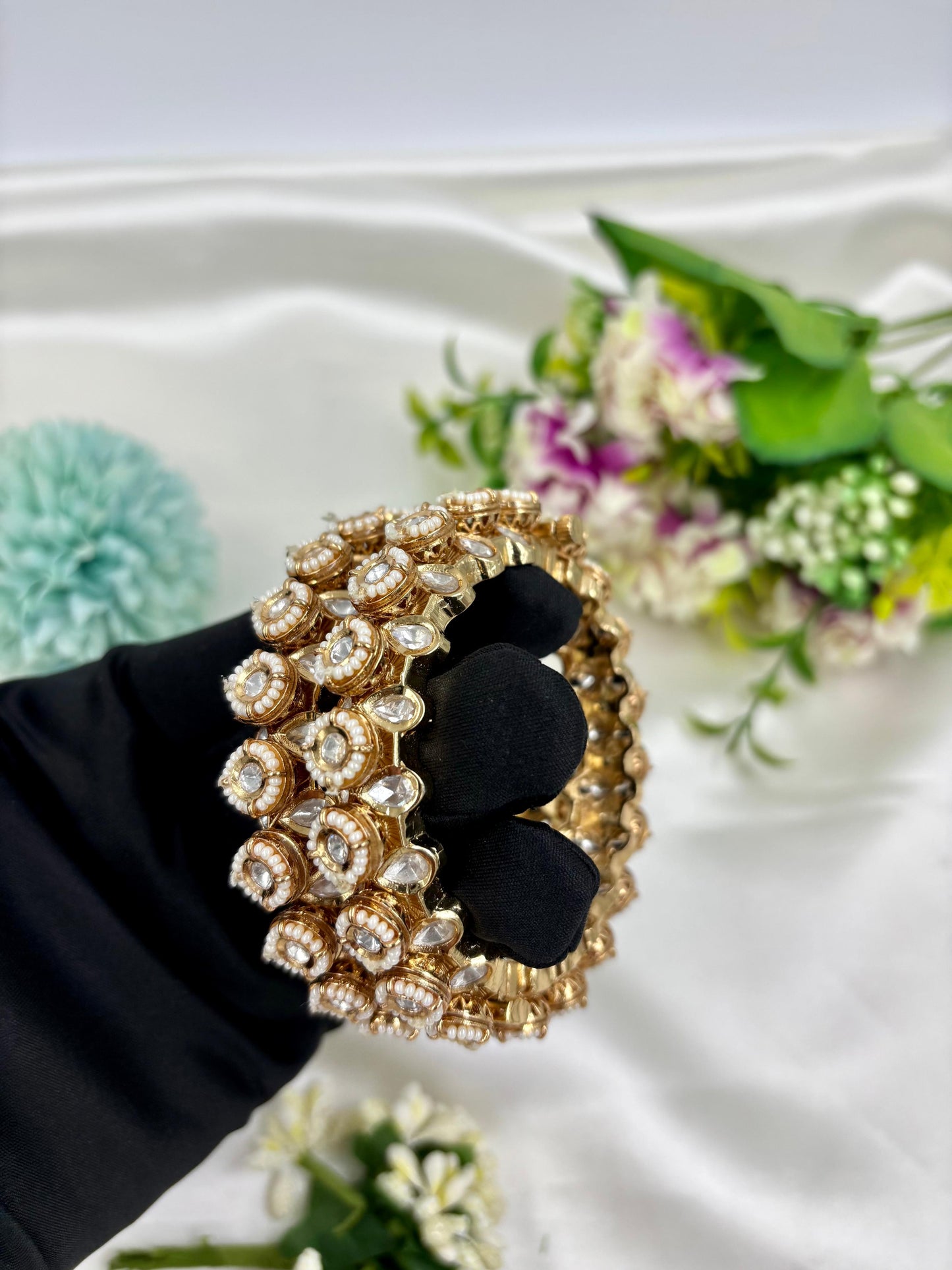 Jevika Moissanite Kundan Pacheli Bangles