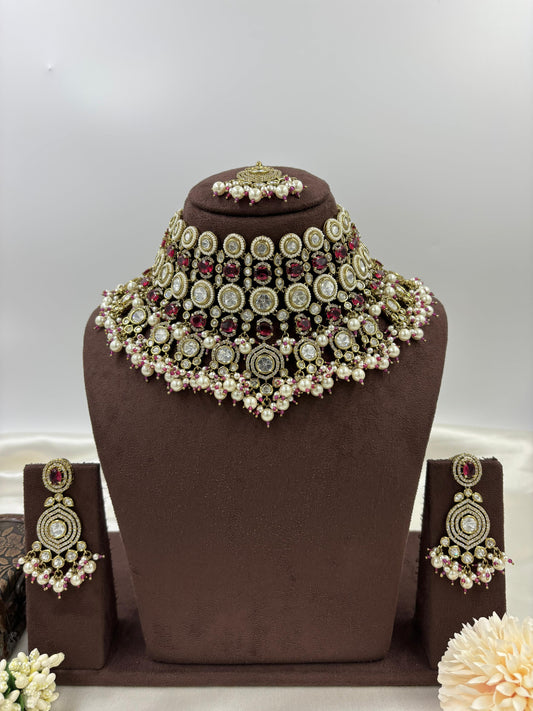 Rivia Premium Moissanite Kundan Semi Bridal Set