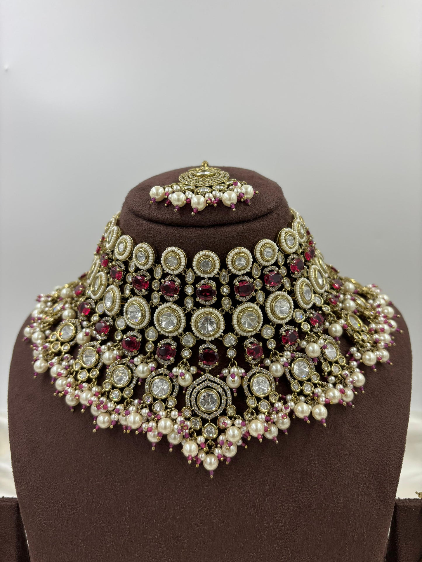 Rivia Premium Moissanite Kundan Semi Bridal Set