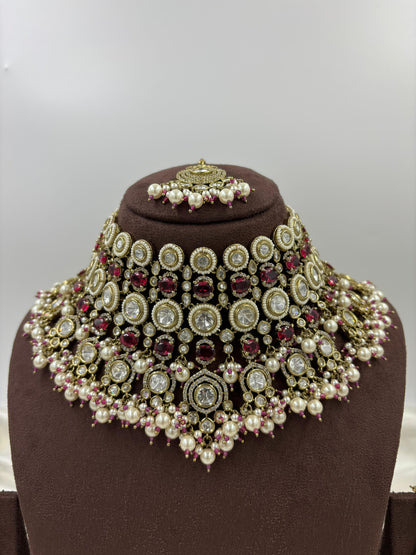 Rivia Premium Moissanite Kundan Semi Bridal Set