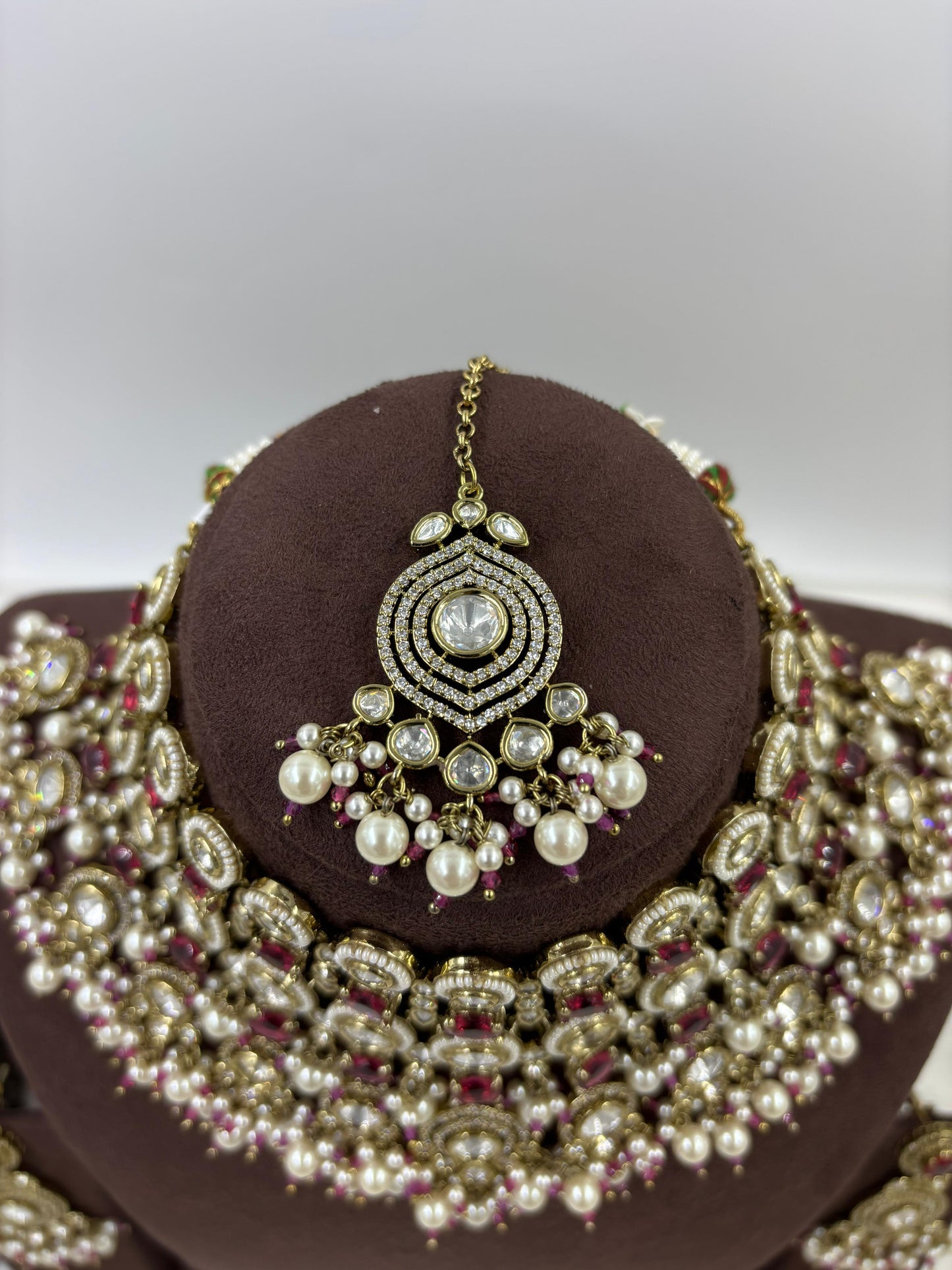 Rivia Premium Moissanite Kundan Semi Bridal Set