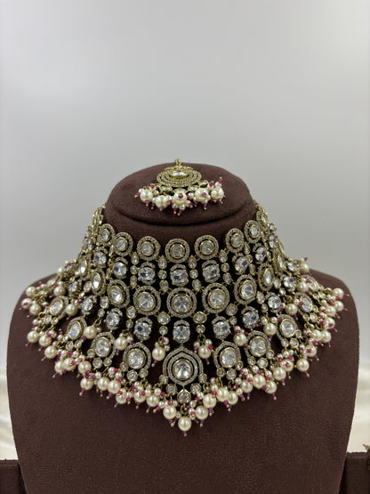 Rivia Premium Moissanite Kundan Semi Bridal Set