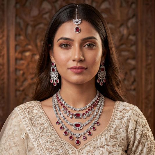Chitra American Dimond Long Necklace Set
