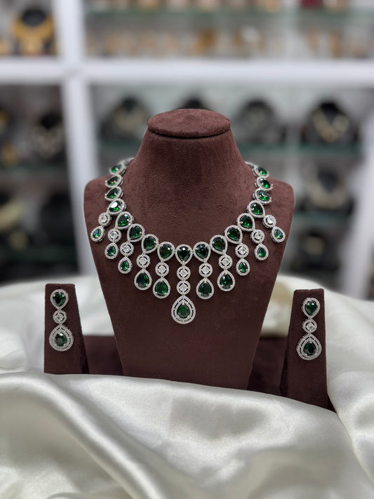 RINA  AMERICAN DIAMOND PREMIUM NECKLACE SET