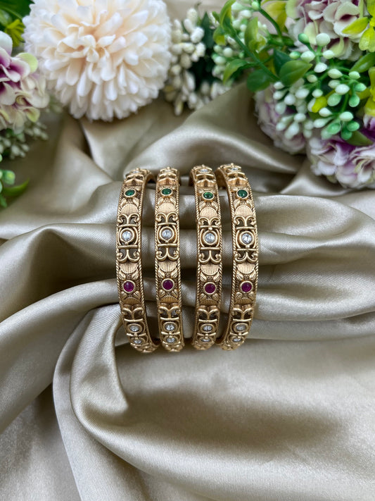 Luxe Rajwadi Four Pic Pearl Bangles