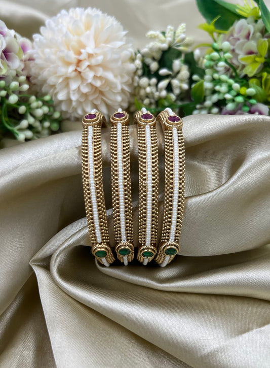 Divine Rajwadi Four Pic Pearl Bangles