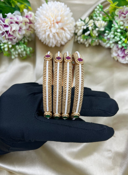 Divine Rajwadi Four Pic Pearl Bangles