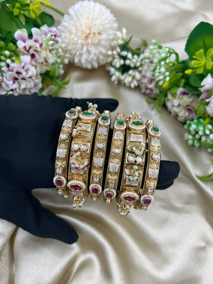 Sculpted Rajwadi Six Pic Pearl Bangles