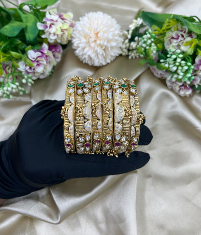 Quirky Rajwadi Six Pic Pearl Bangles
