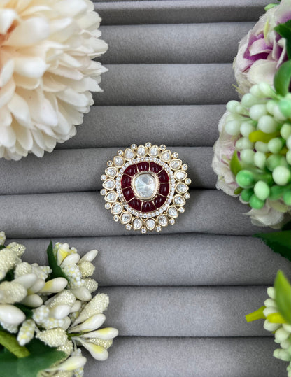 Aarunika Moissanite Kundan Ring
