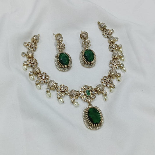Rhea Majestic Pearl & Stone Victorian Necklace Set