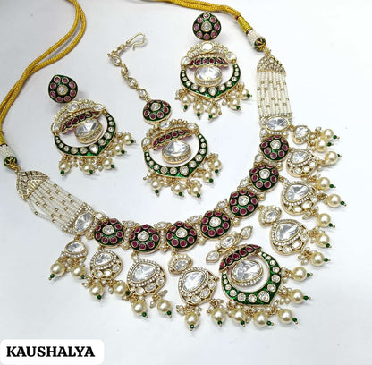 Myra Premium Moissanite Kundan Semi Bridal Necklace Set