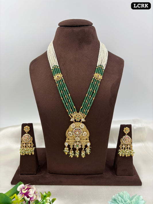 Devika Antique Gold Long Necklace Set