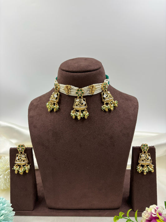 Kaushalya Pearl Antique Gold Necklace set