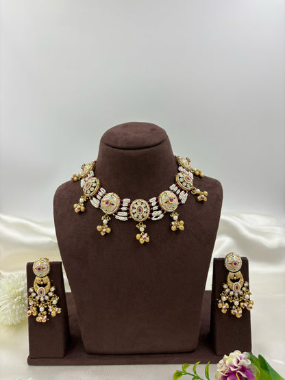 Prisha Premium Antique Gold Necklace Set