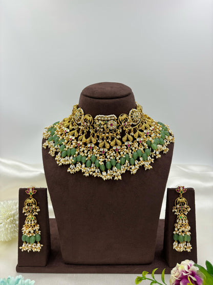 Mahira Premium Antique Gold Necklace Set