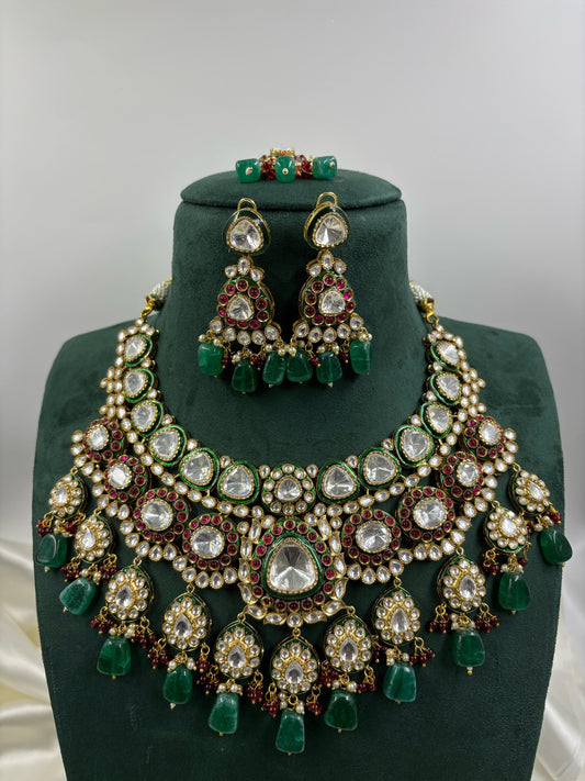 Viman Moissanite Kundan Meenakari Necklace Set
