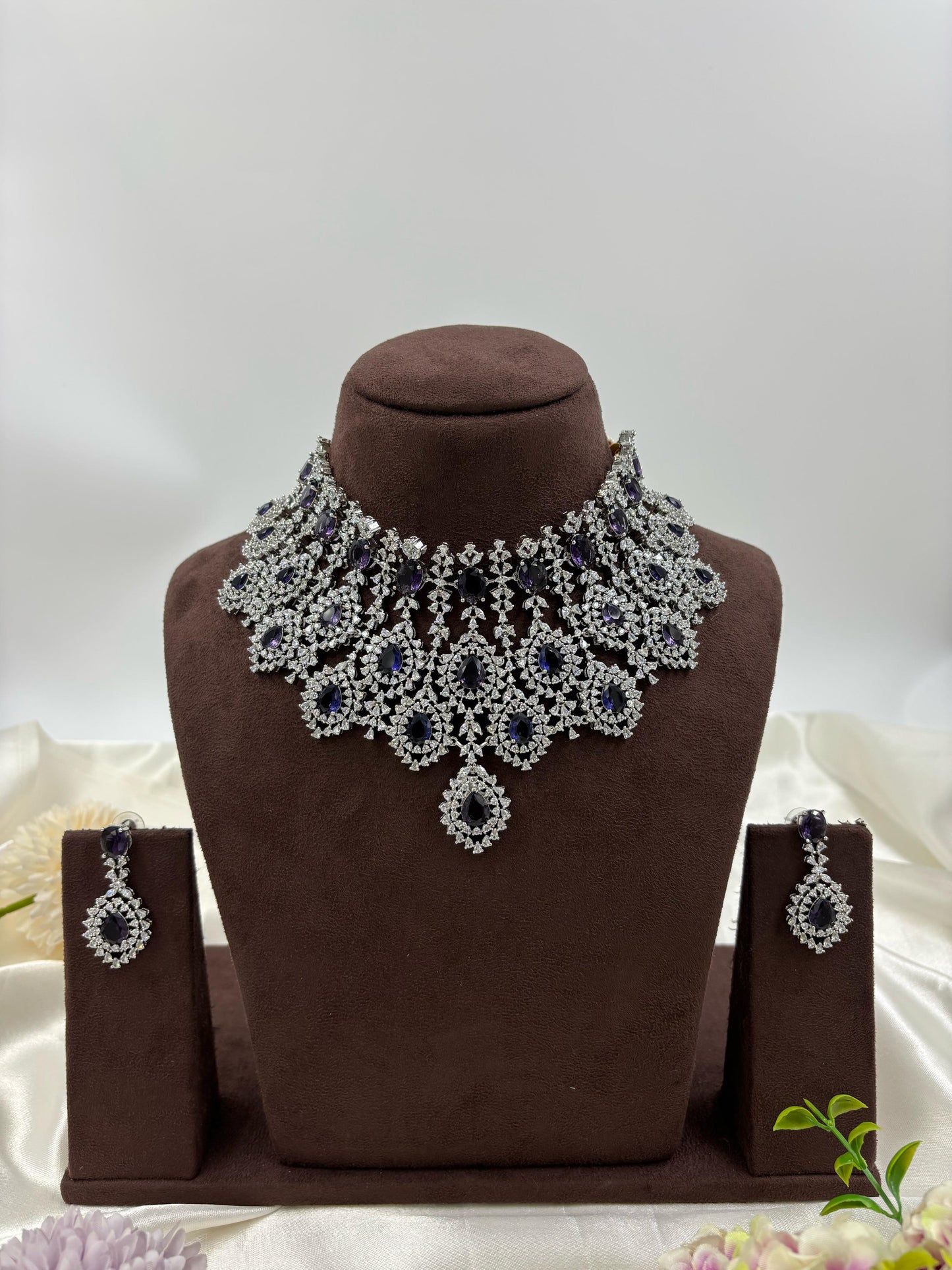 Esha CZ Choker Necklace Set