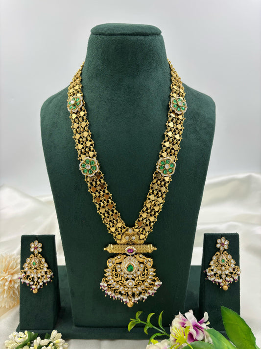 Ovi Antique Gold Long Necklace Set