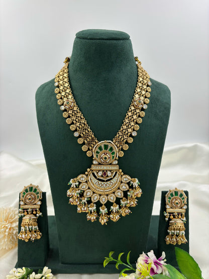 Hanvi Antique Gold Long Necklace Set