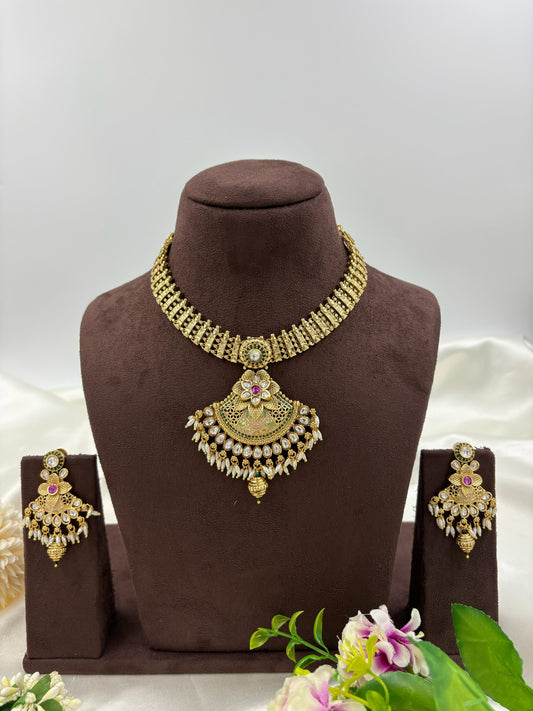 Ravika Antique Gold Necklace Set