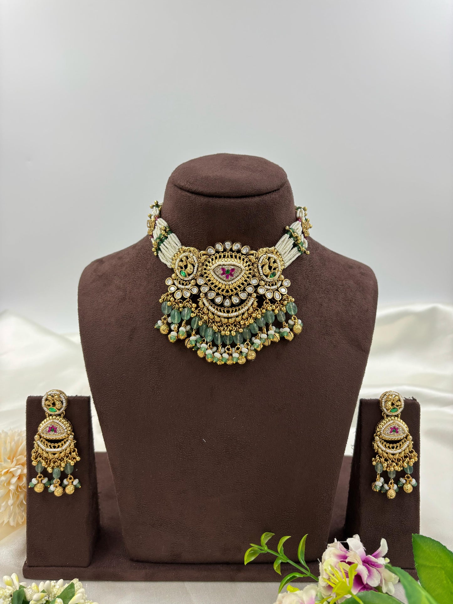 Revathi Premium Antique Gold Necklace Set