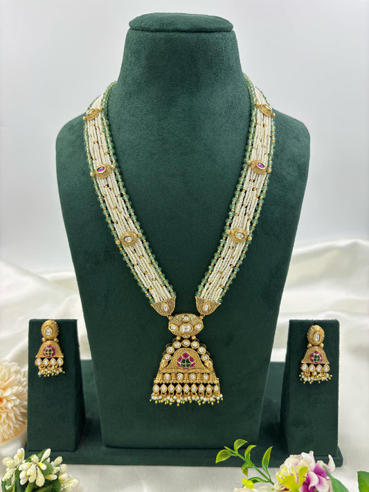 Sanjana Premium Antique Gold Long Necklace Set