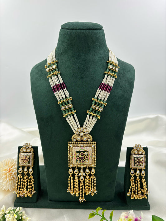 Somya Premium Antique Gold Long Necklace Set