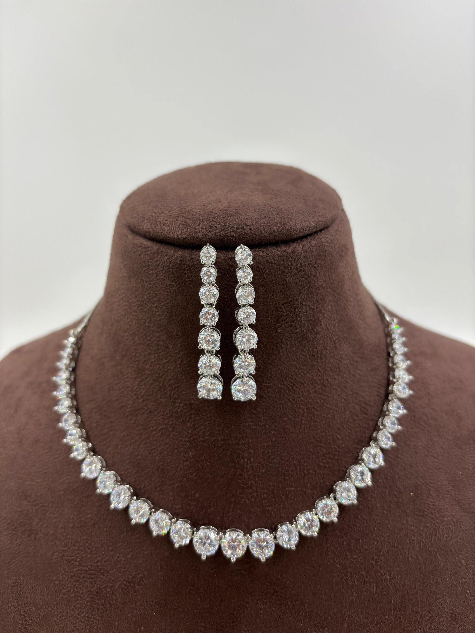 Ubi CZ Drop American Necklace Set - White