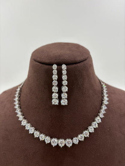Ubi CZ Drop American Necklace Set - White