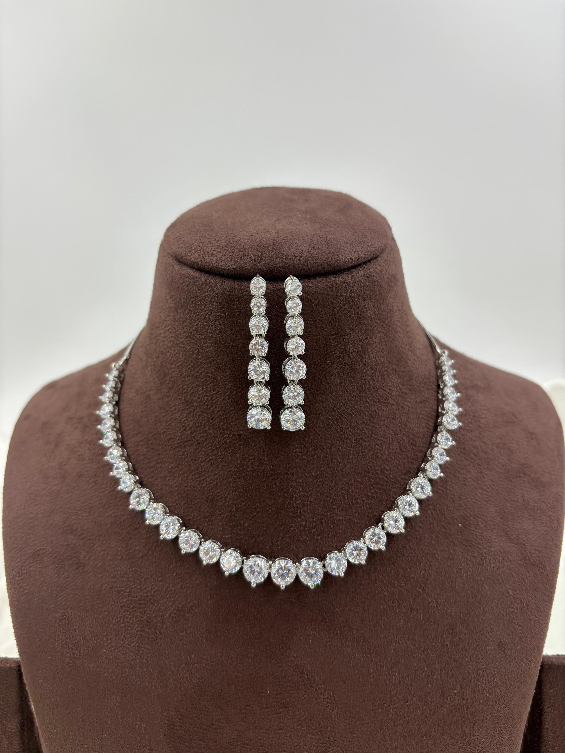 Ubi CZ Drop American Necklace Set - White