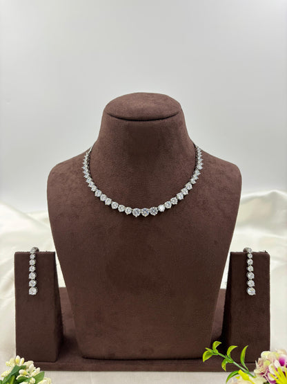 Ubi CZ Drop American Necklace Set - White
