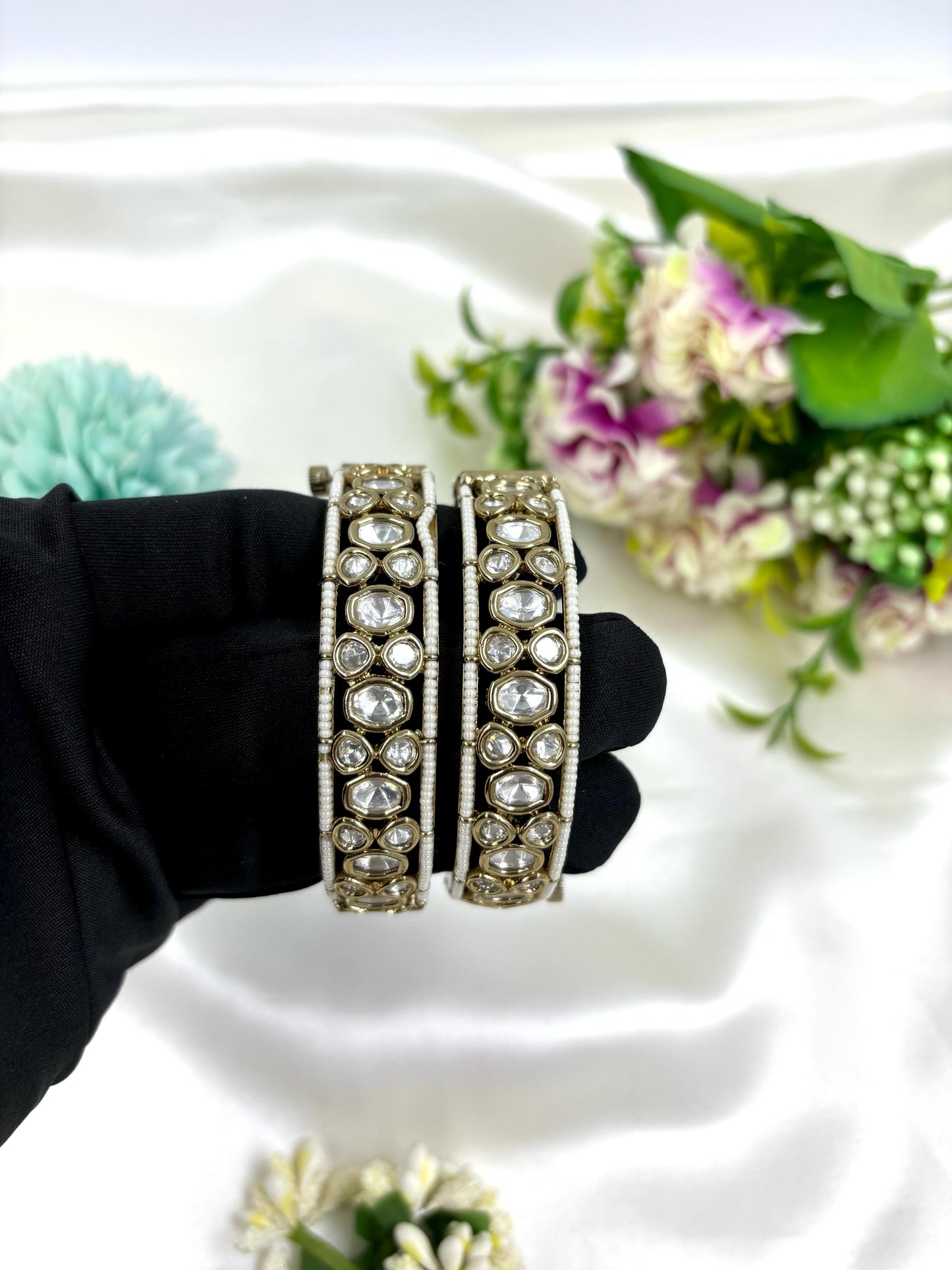 Yamini Moissanite Kundan Premium Bangles Set