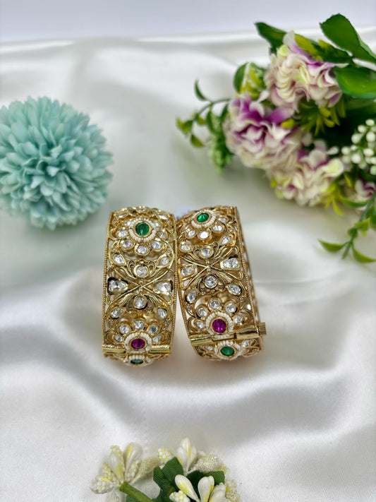 Rithika Moissanite Kundan Premium Bangles Set