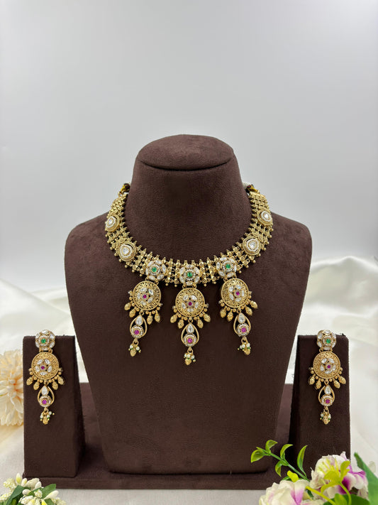 Ramay Premium Antique Gold Necklace Set