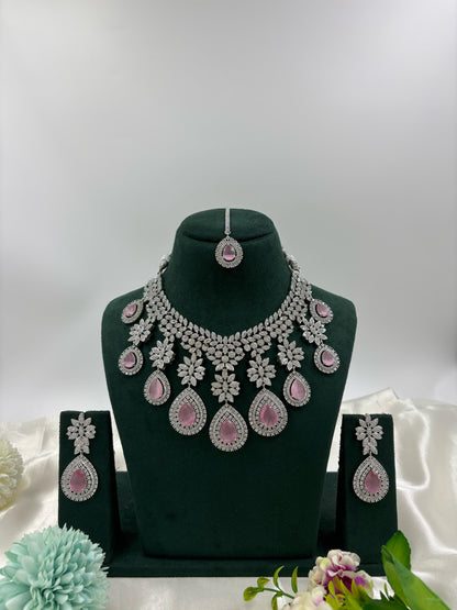 American Floral Drop Necklace Set (Heavy)