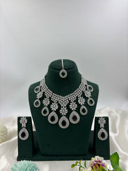 American Floral Drop Necklace Set (Heavy)
