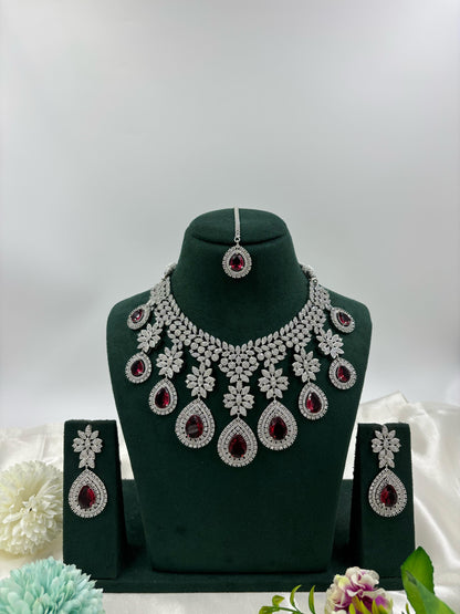 American Floral Drop Necklace Set (Heavy)