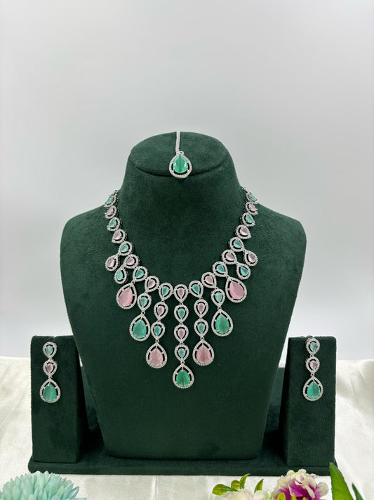 Misha Sparkling Diamond CZ Necklace Set