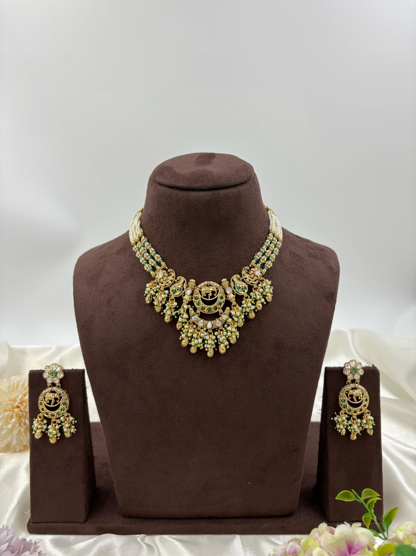 Royal Hathi Antique Gold Necklace set